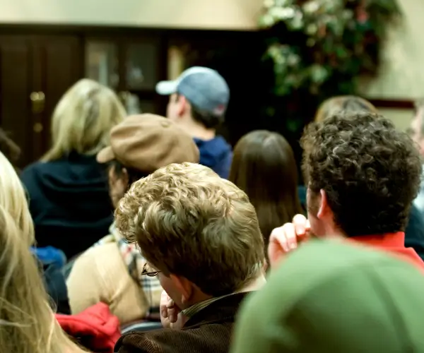 Members of an international audience